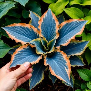 Хоста Океан Вью купить по цене от 960р. в интернет-магазине «Посадика» с доставкой почтой в в Киржаче и по всей России – [изображение №1].